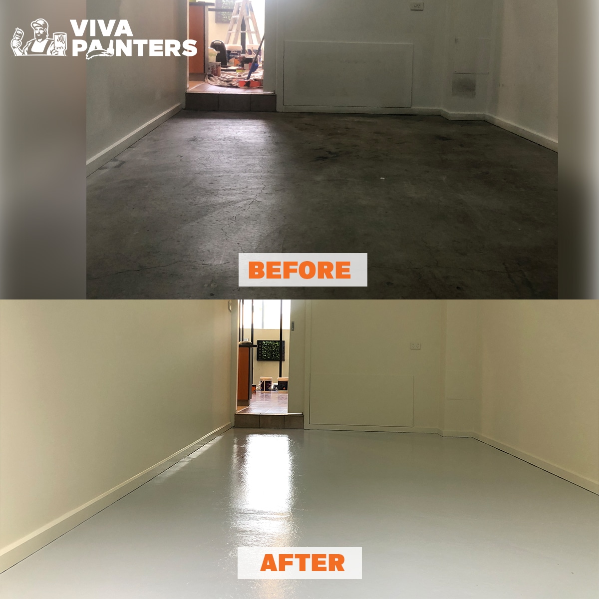 Before_after Garage floor epoxy painting