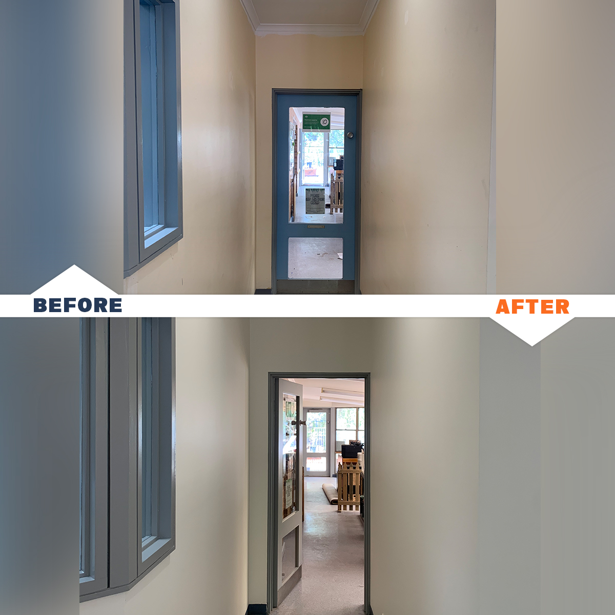 child care centre painting - before and after